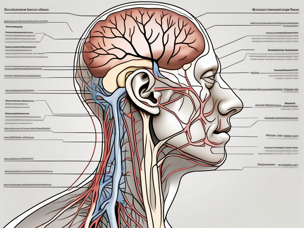 The human nervous system highlighting the greater auricular nerve and the brachial plexus