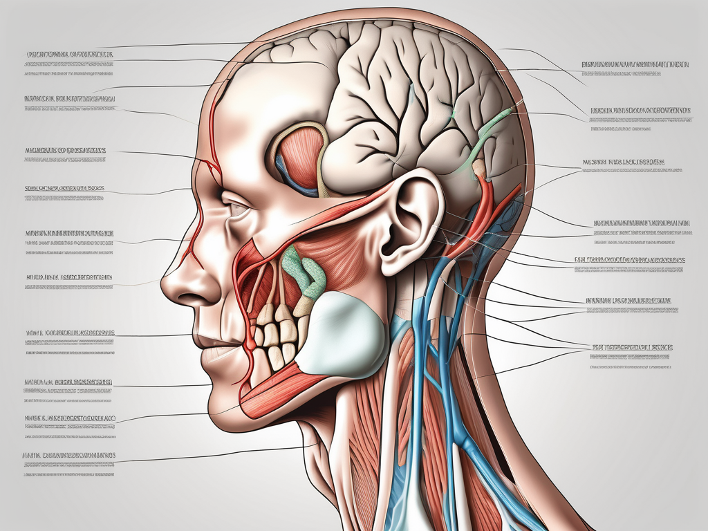 The human anatomy highlighting the great auricular nerve in the lesser occipital region