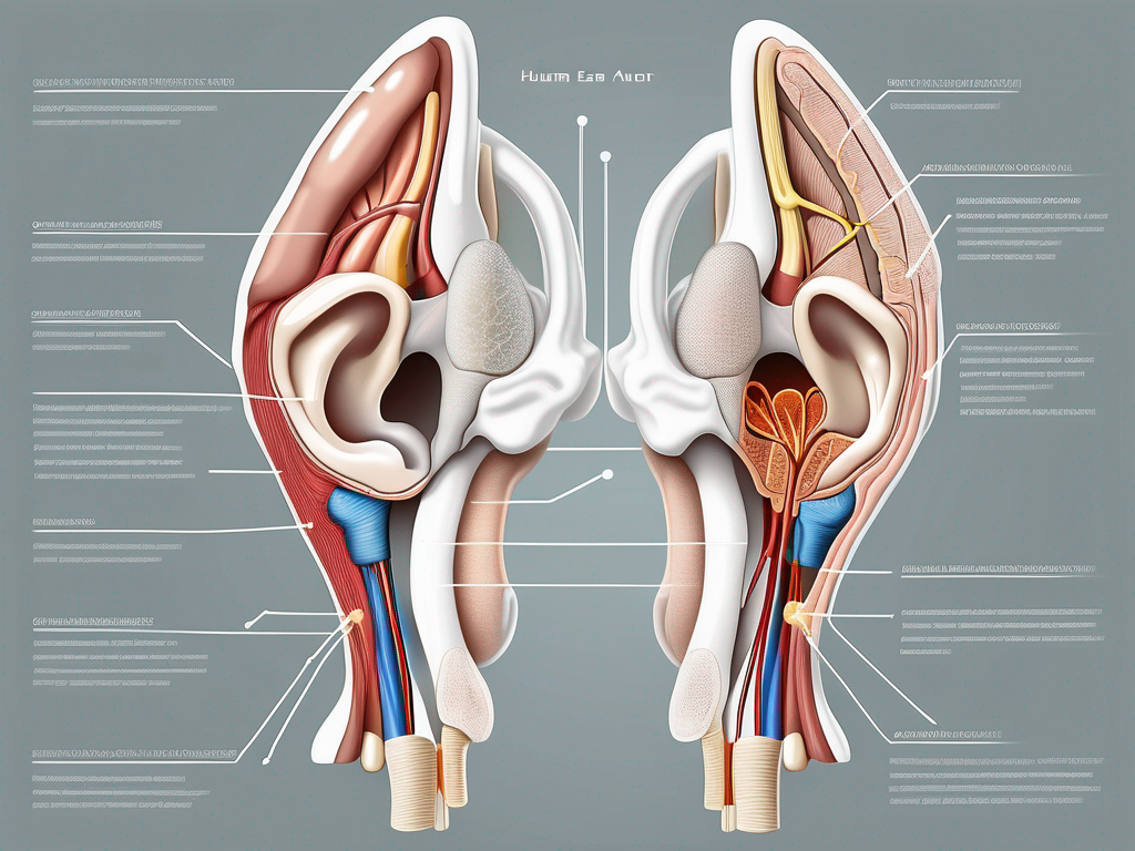 The human ear anatomy highlighting the auricular nerve