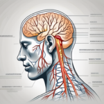 The human nervous system highlighting the great auricular nerve