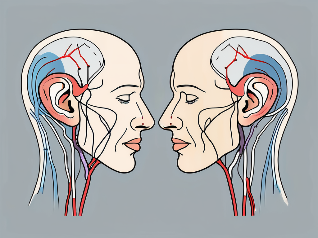 The greater auricular nerve highlighted in a human ear anatomy