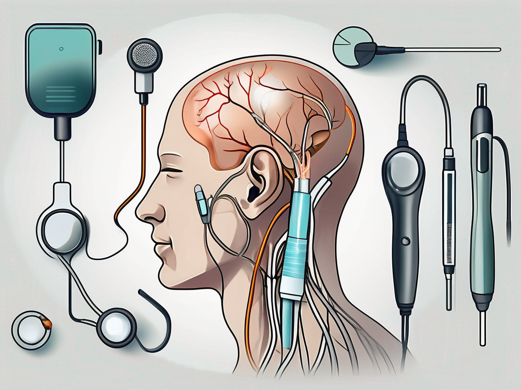 An ear with highlighted auricular nerve pathways