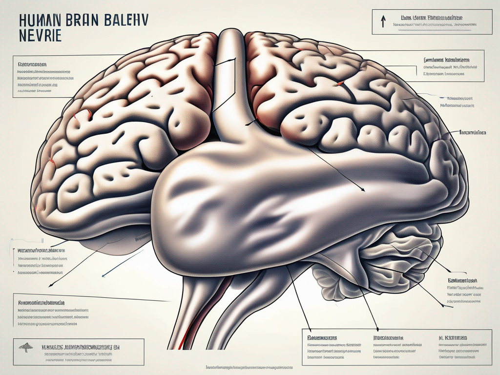 The human brain highlighting the auricular nerve and the trigeminal nerve