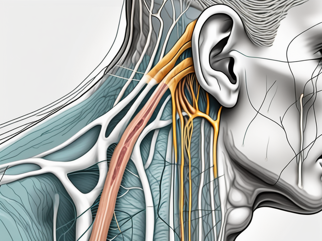 The great auricular nerve in detail within a human ear