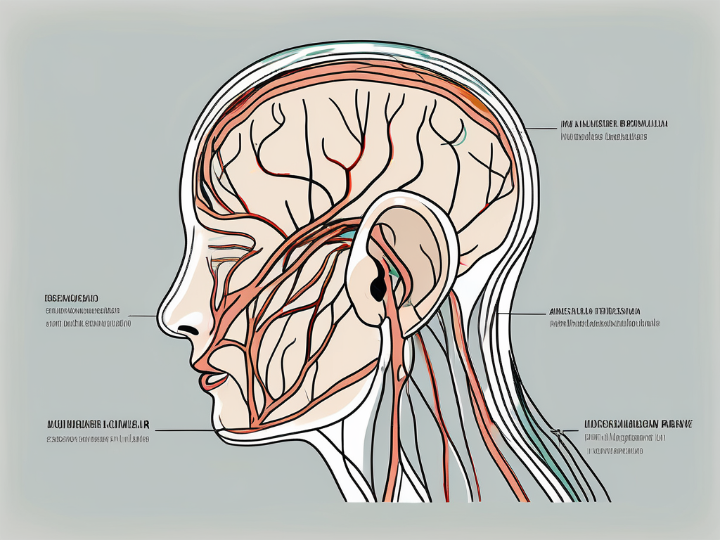 The lesser auricular nerve branching out in the facial area